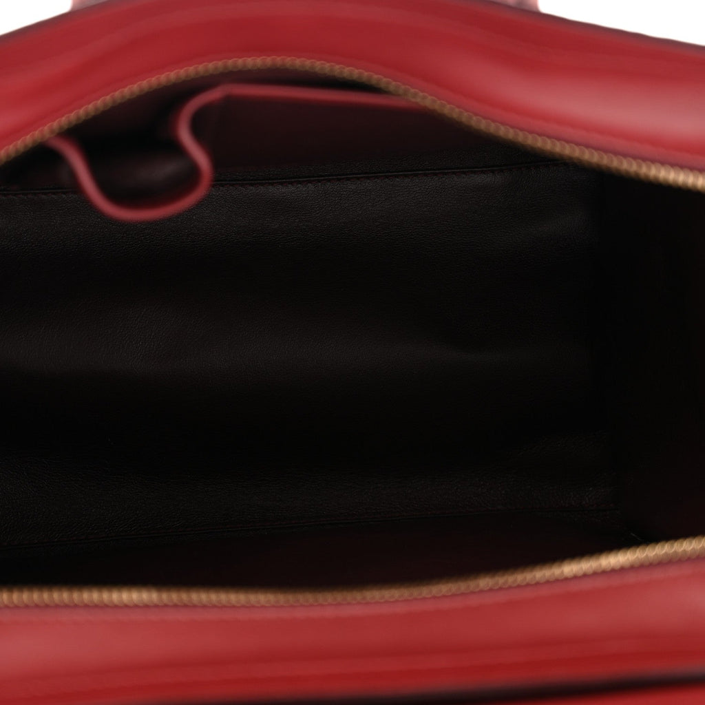 Canvas Crocodile Embossed Bi-Color Mini Luggage Beige Red