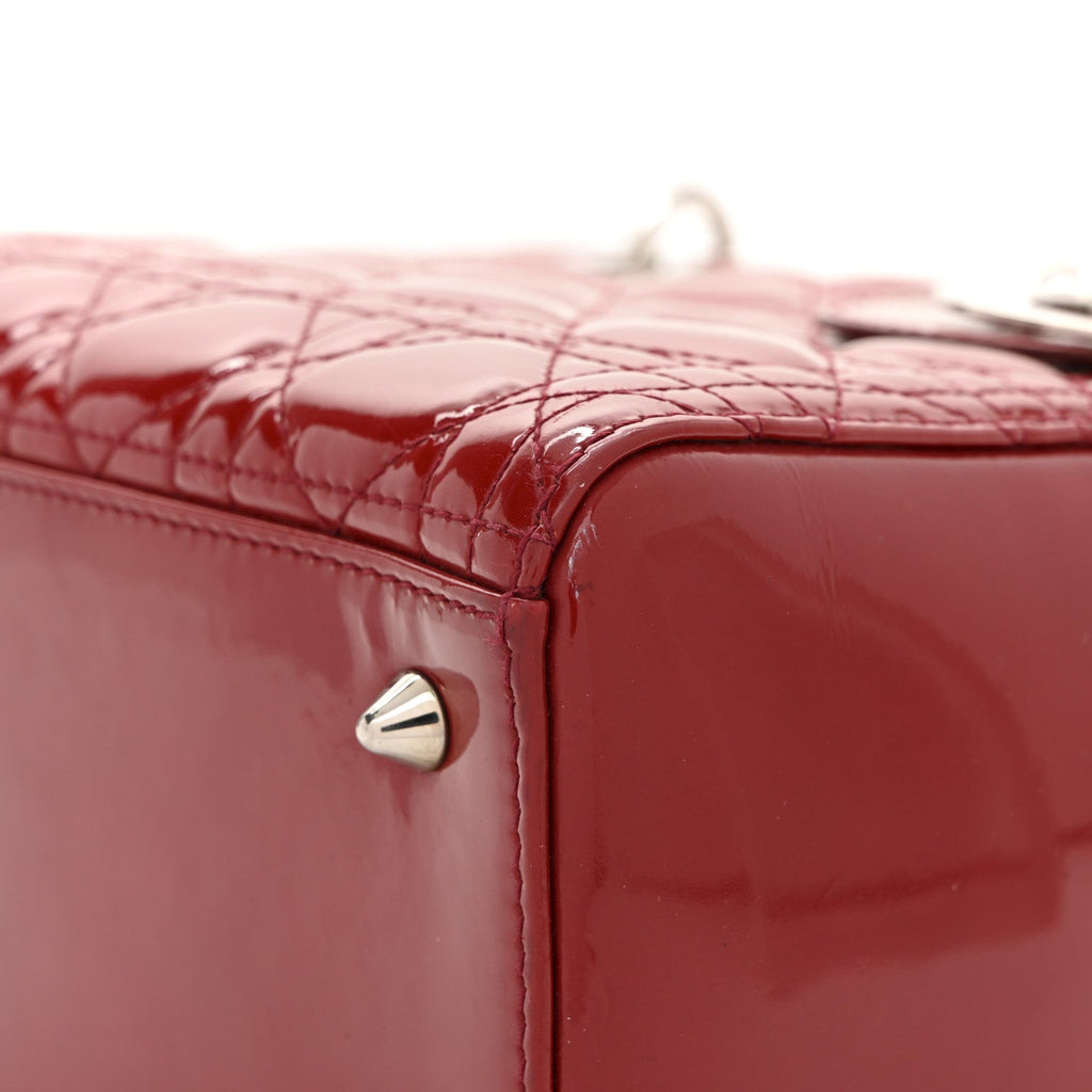 Patent Cannage Medium Lady Dior Red