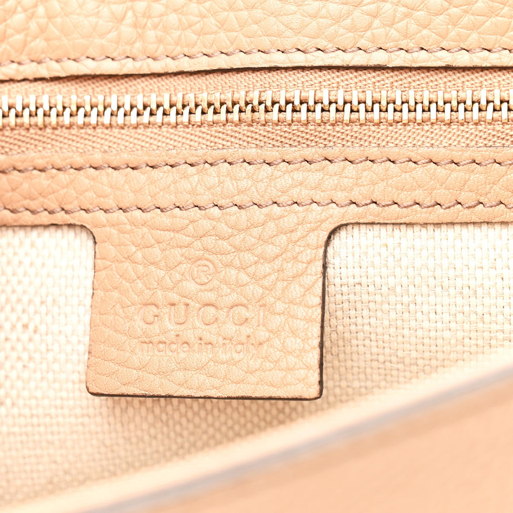 Pebbled Calfskin Medium Soho Flap Crossbody Camelia