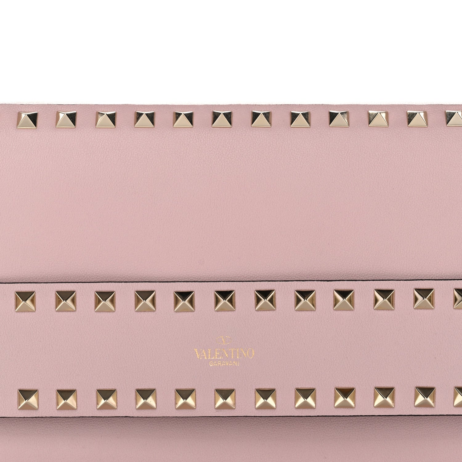 Pebble Calfskin Rockstud Side Slip Wristlet Clutch Water Rose