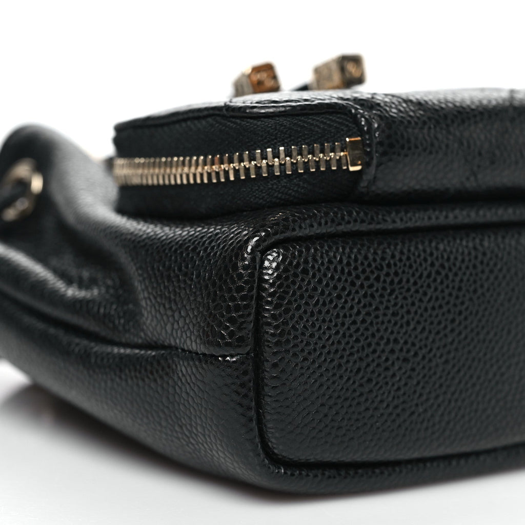 Caviar Quilted Mini CC Pocket Bucket Bag Black