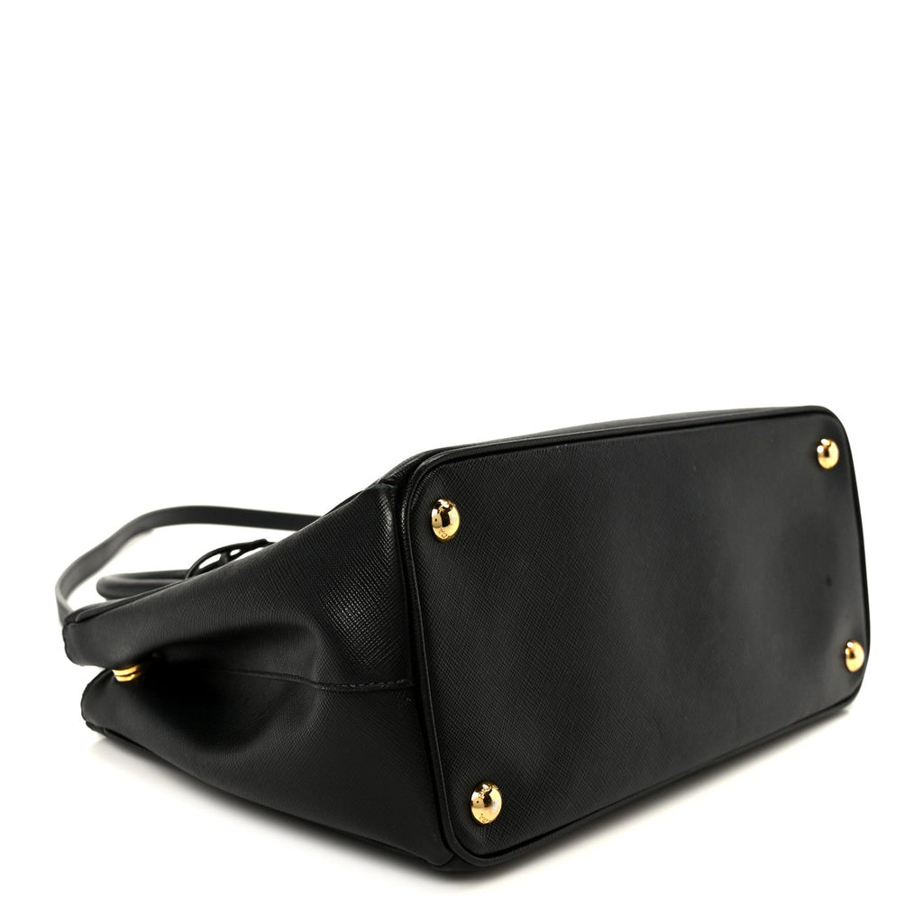 Saffiano Small Galleria Double Zip Tote Black