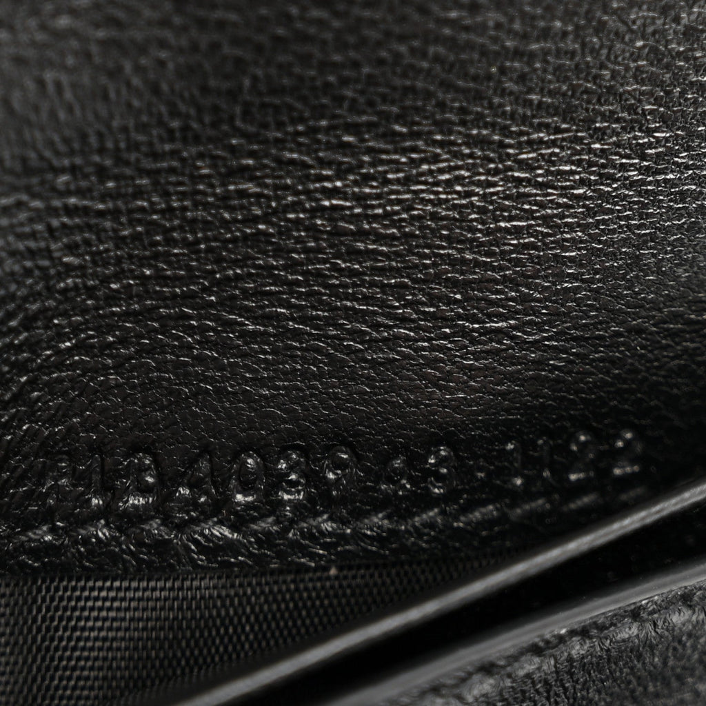 Lambskin Matelasse Chevron Monogram Compact Tri Fold Wallet Black