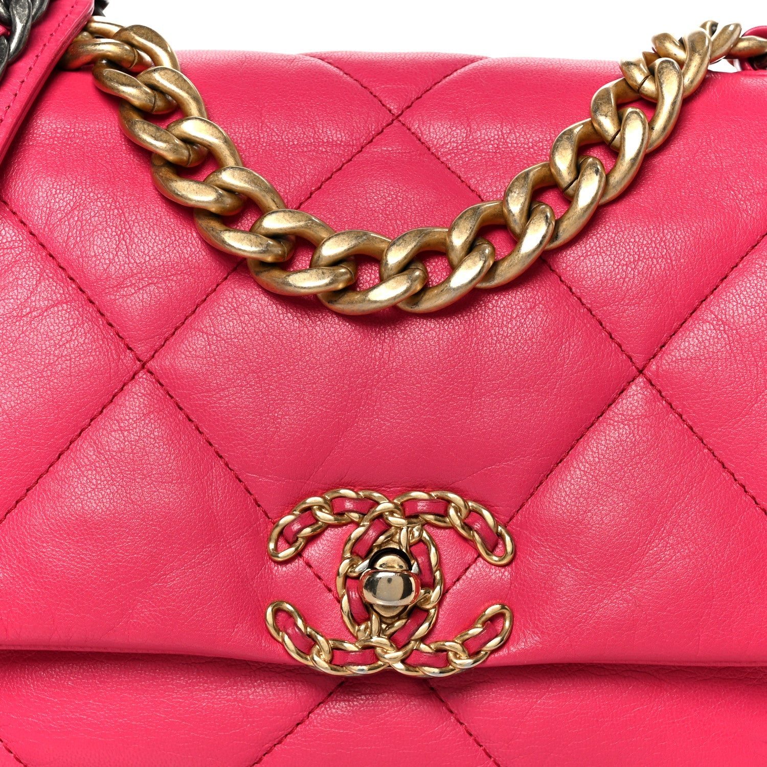 Lambskin Quilted Medium Chanel 19 Flap Dark Pink