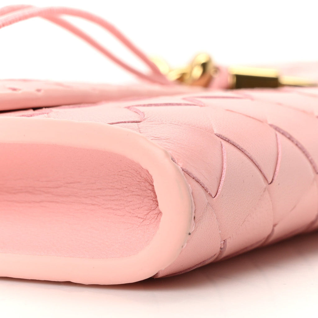 Nappa Intrecciato Long Andiamo Top Handle Clutch Rose
