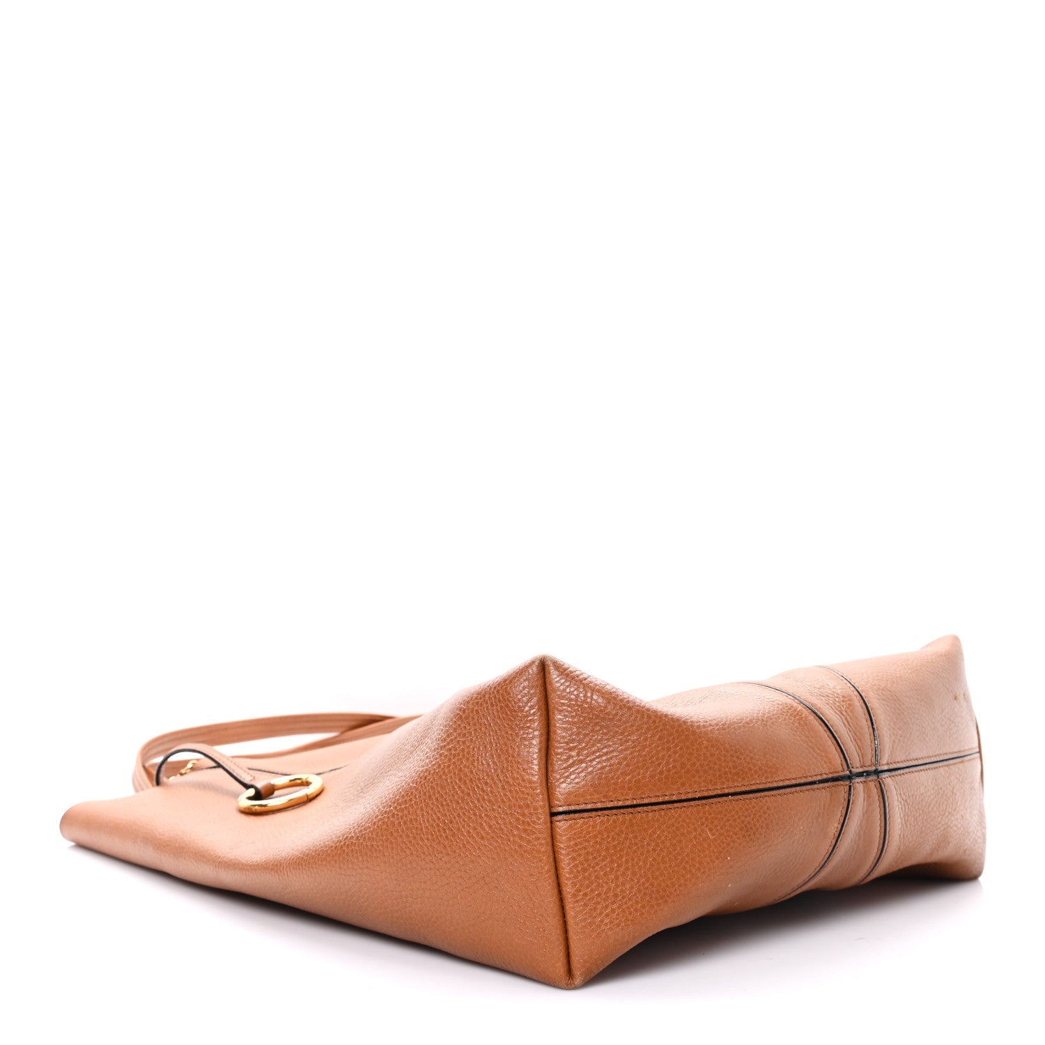Grained Calfskin Large Spin Tote Clay Brown