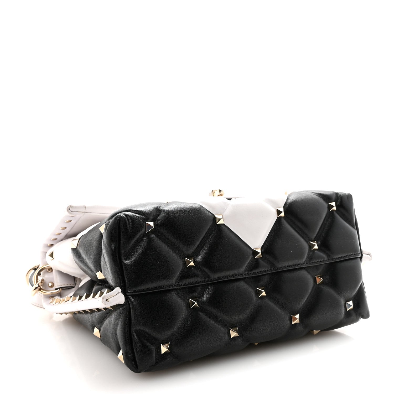 Nappa Medium Candystud Top Handle Bag White Black