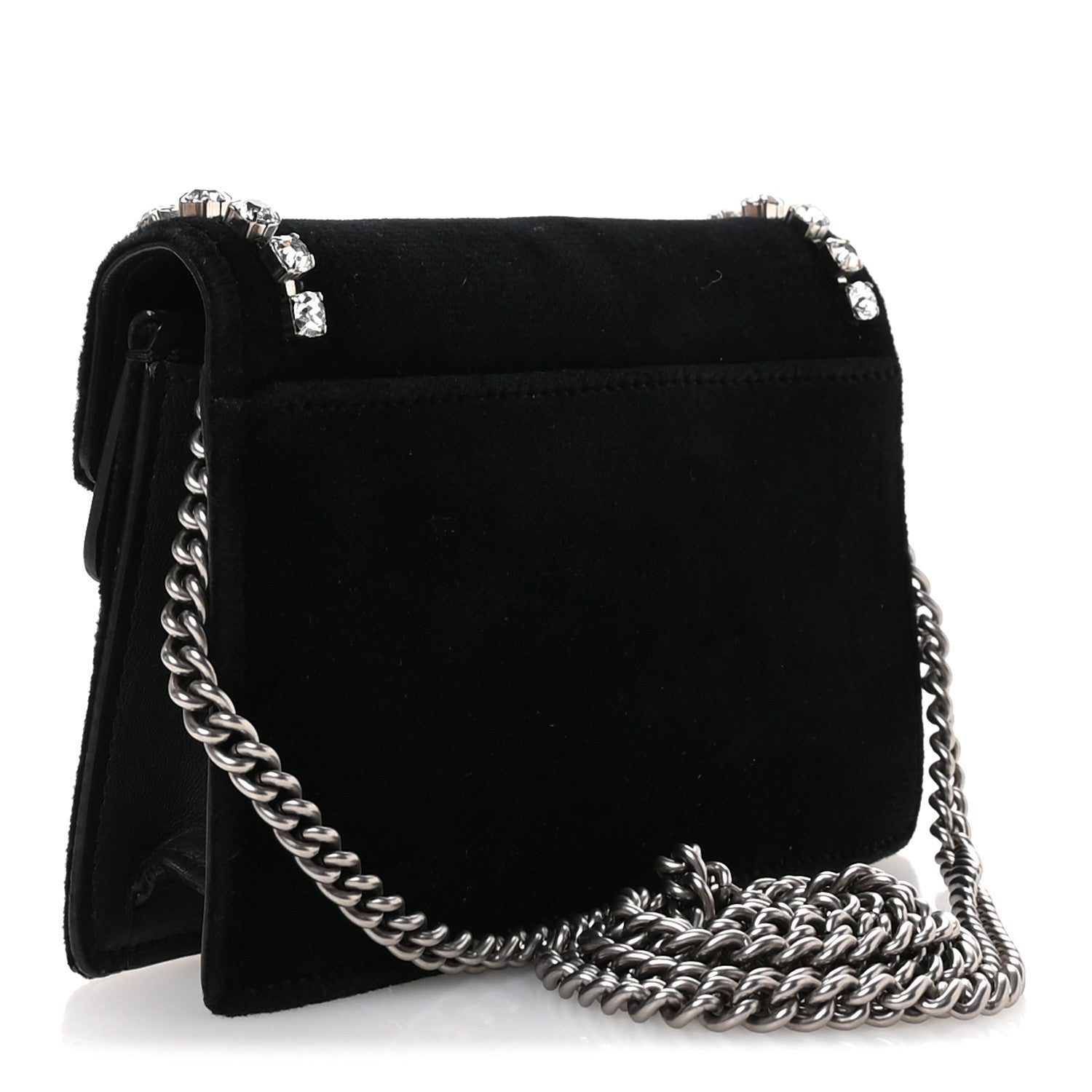 Velvet Crystal Super Mini Dionysus Shoulder Bag Black