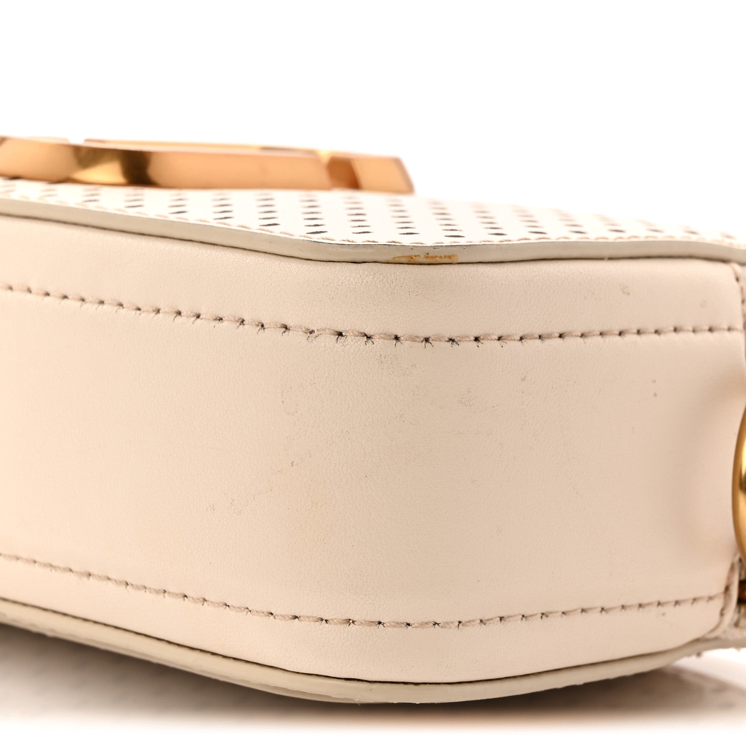 Perforated Calfskin Small Snapshot Camera Bag Tapioca