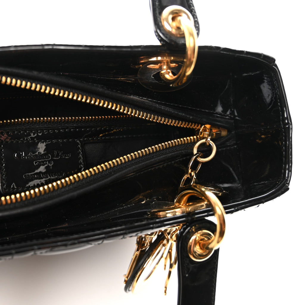Patent Cannage Medium Lady Dior Black