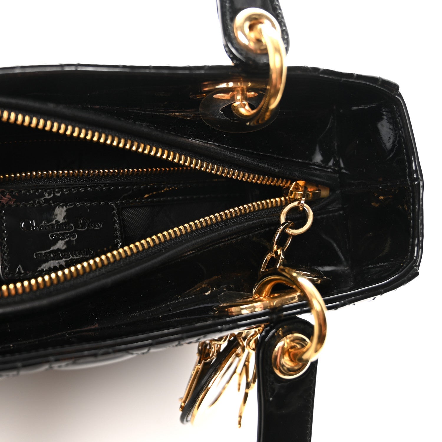 Patent Cannage Medium Lady Dior Black
