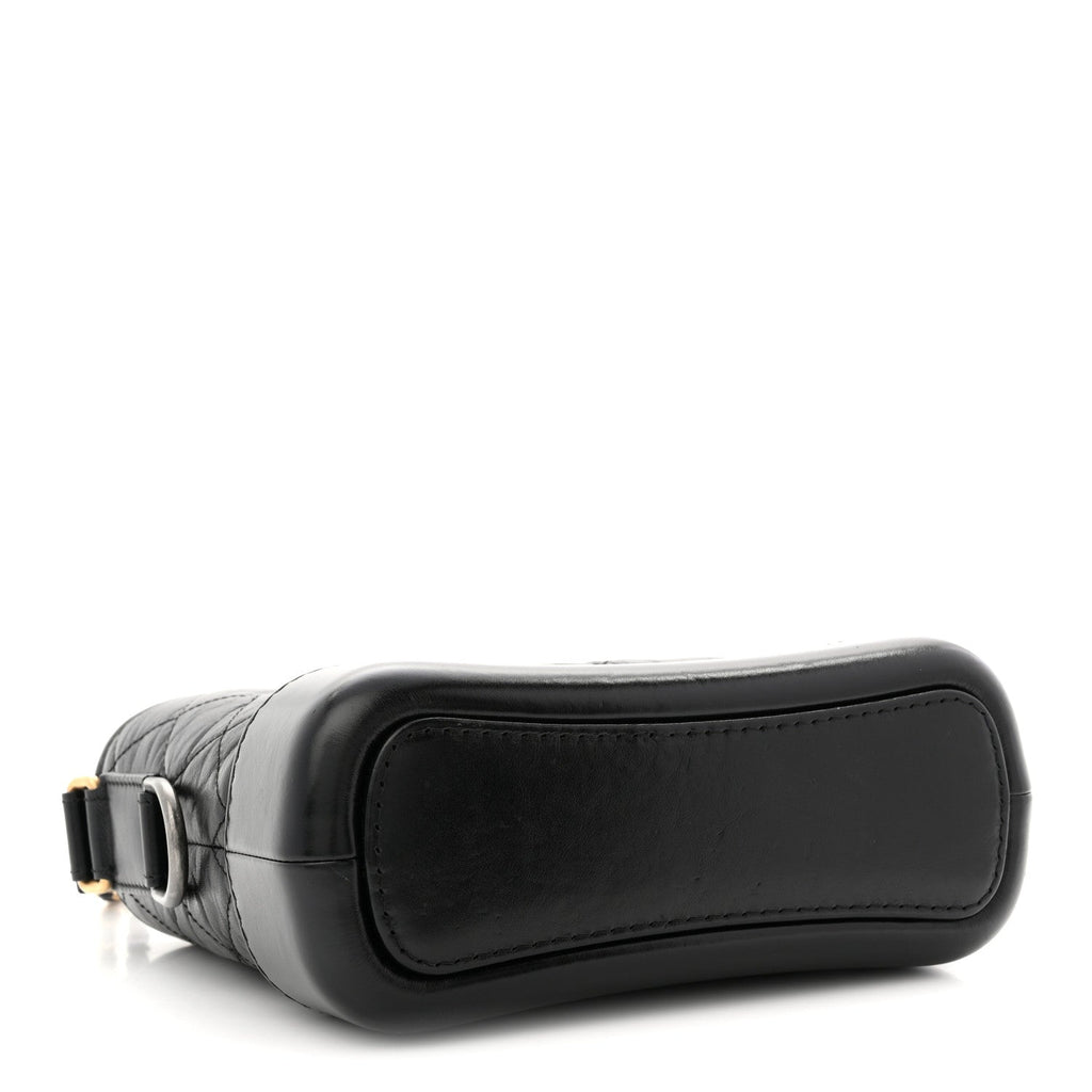 Aged Calfskin Quilted Small Gabrielle Hobo Black