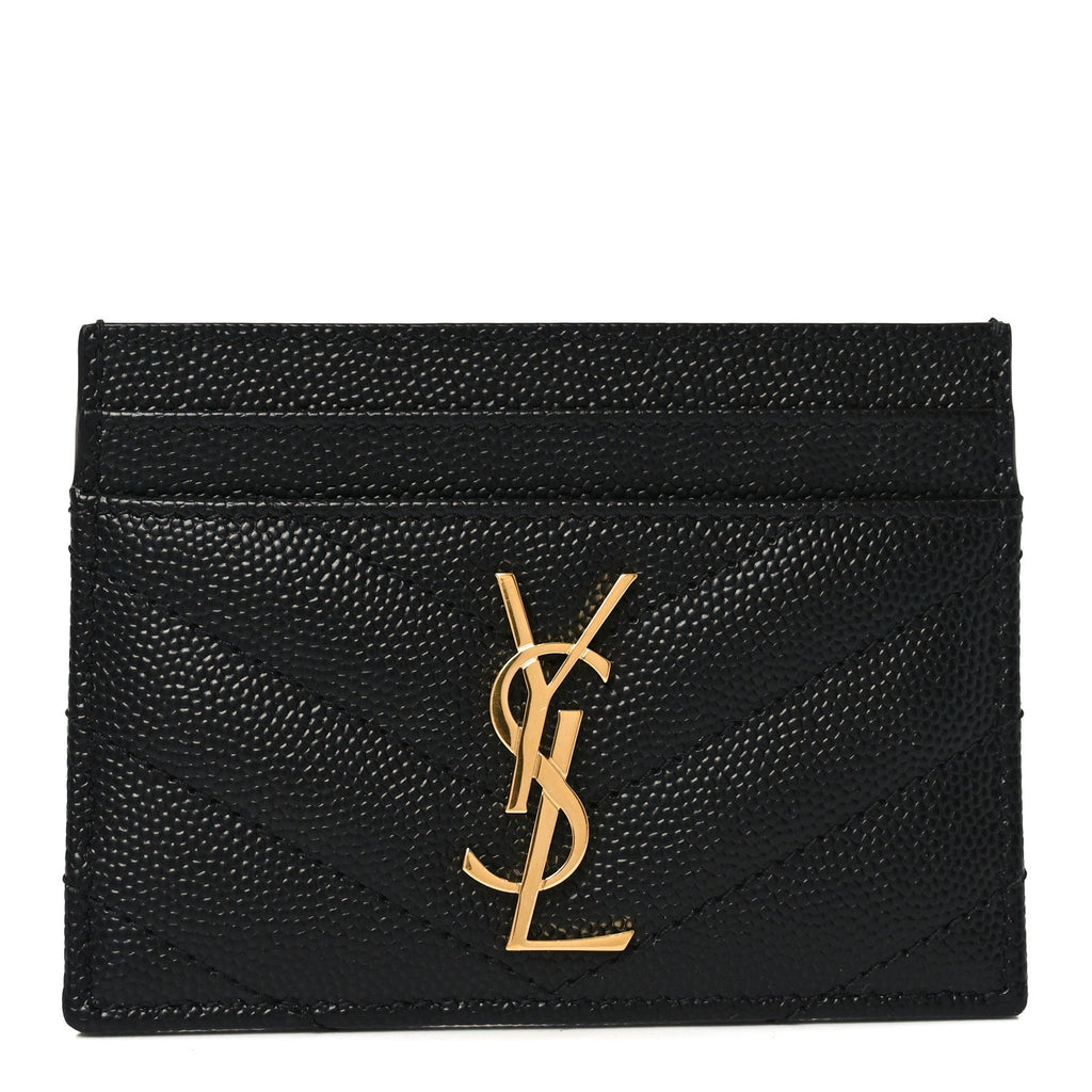 Grain De Poudre Matelasse Chevron Monogram Credit  Case Black