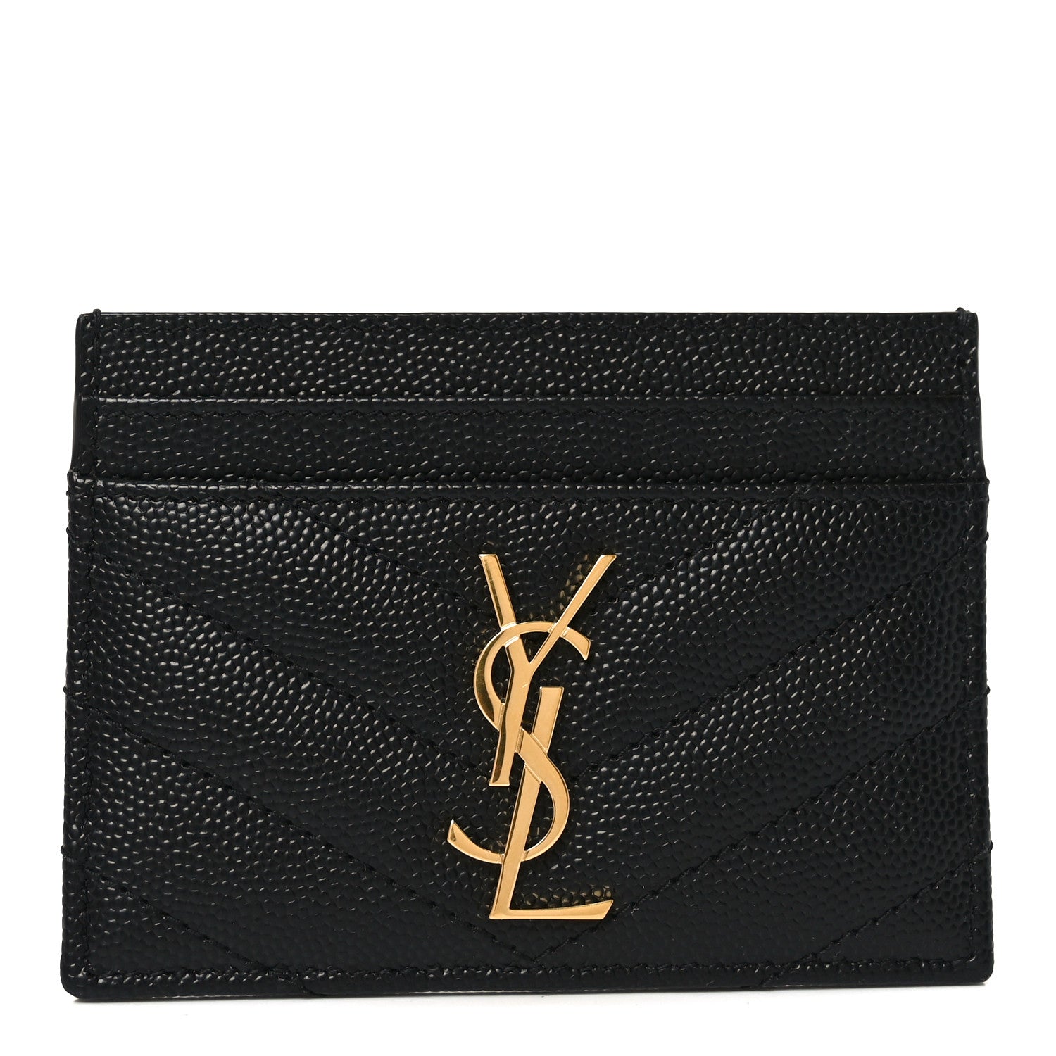 Grain De Poudre Matelasse Chevron Monogram Credit  Case Black