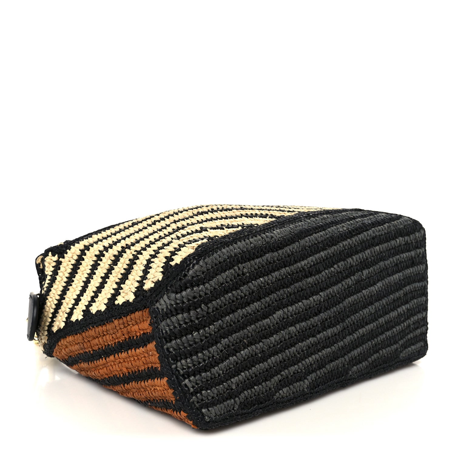 Calfskin Raffia Paula's Ibiza Small Puzzle Edge Bag Natural Honey Gold