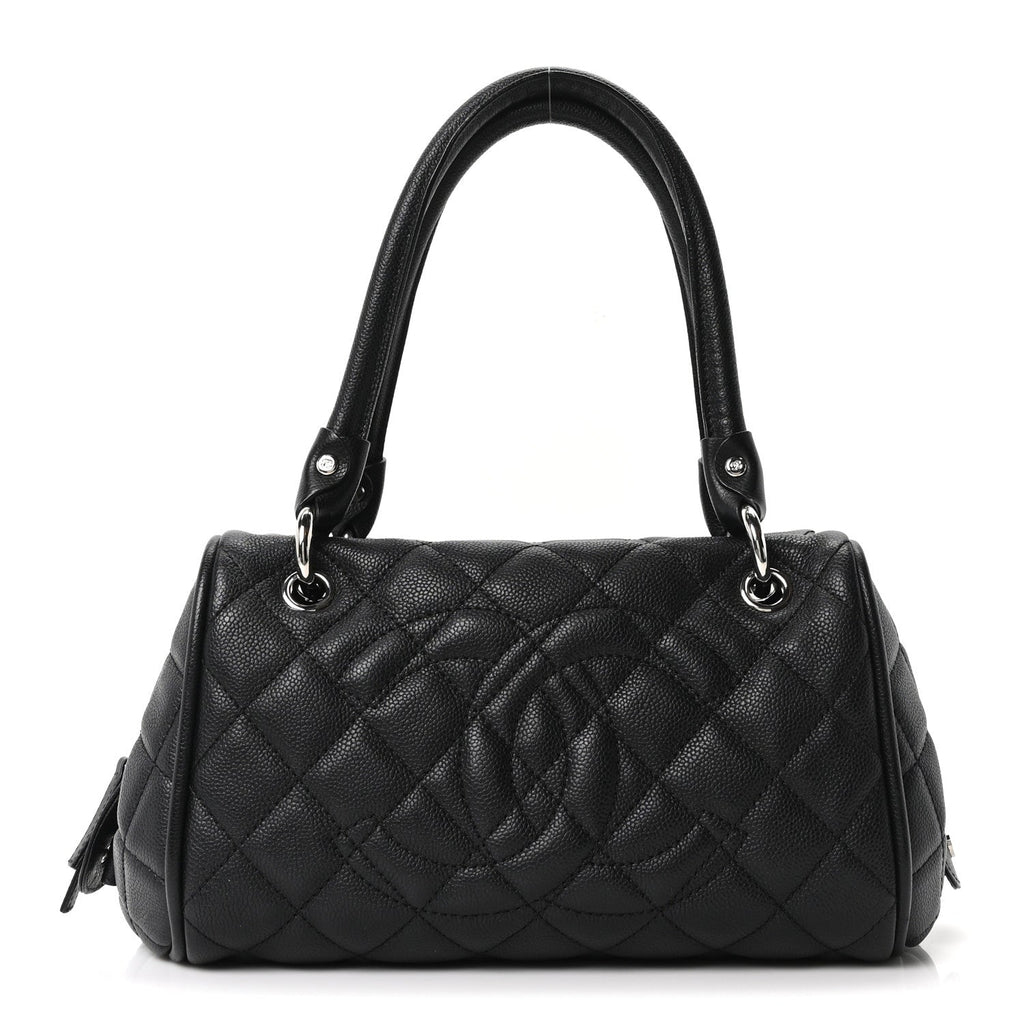 Caviar Quilted Timeless Bowler Black