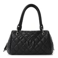Caviar Quilted Timeless Bowler Black