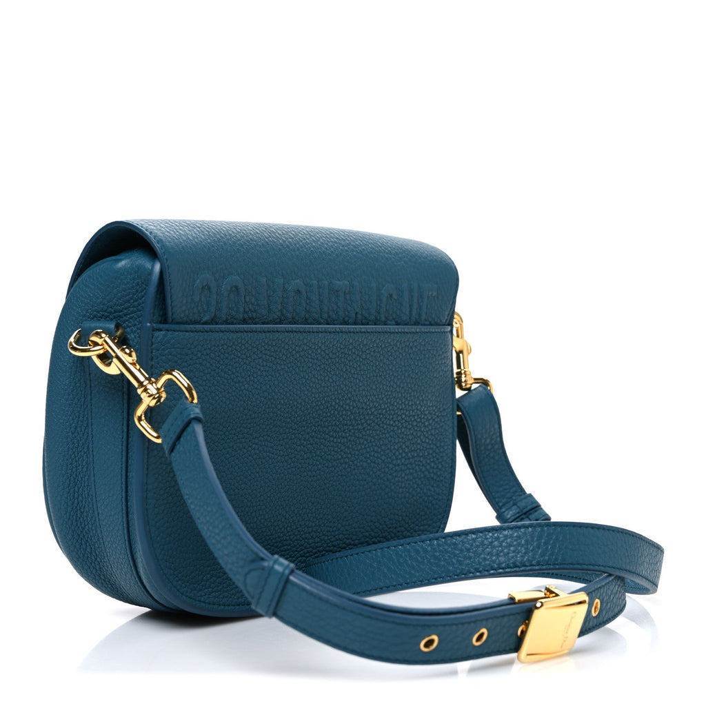 Grained Calfskin Medium Bobby Flap Steel Blue