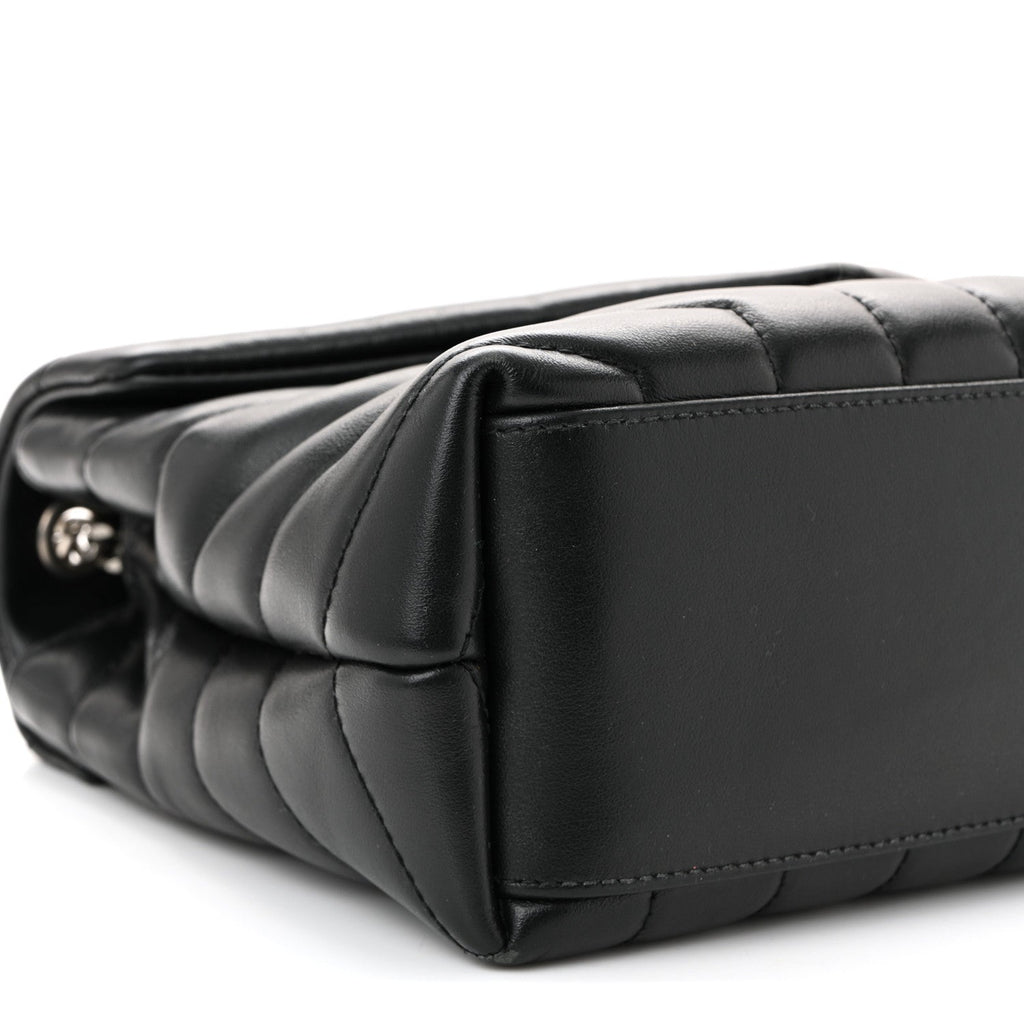 Calfskin Y Quilted Monogram Small Loulou Chain Satchel Black