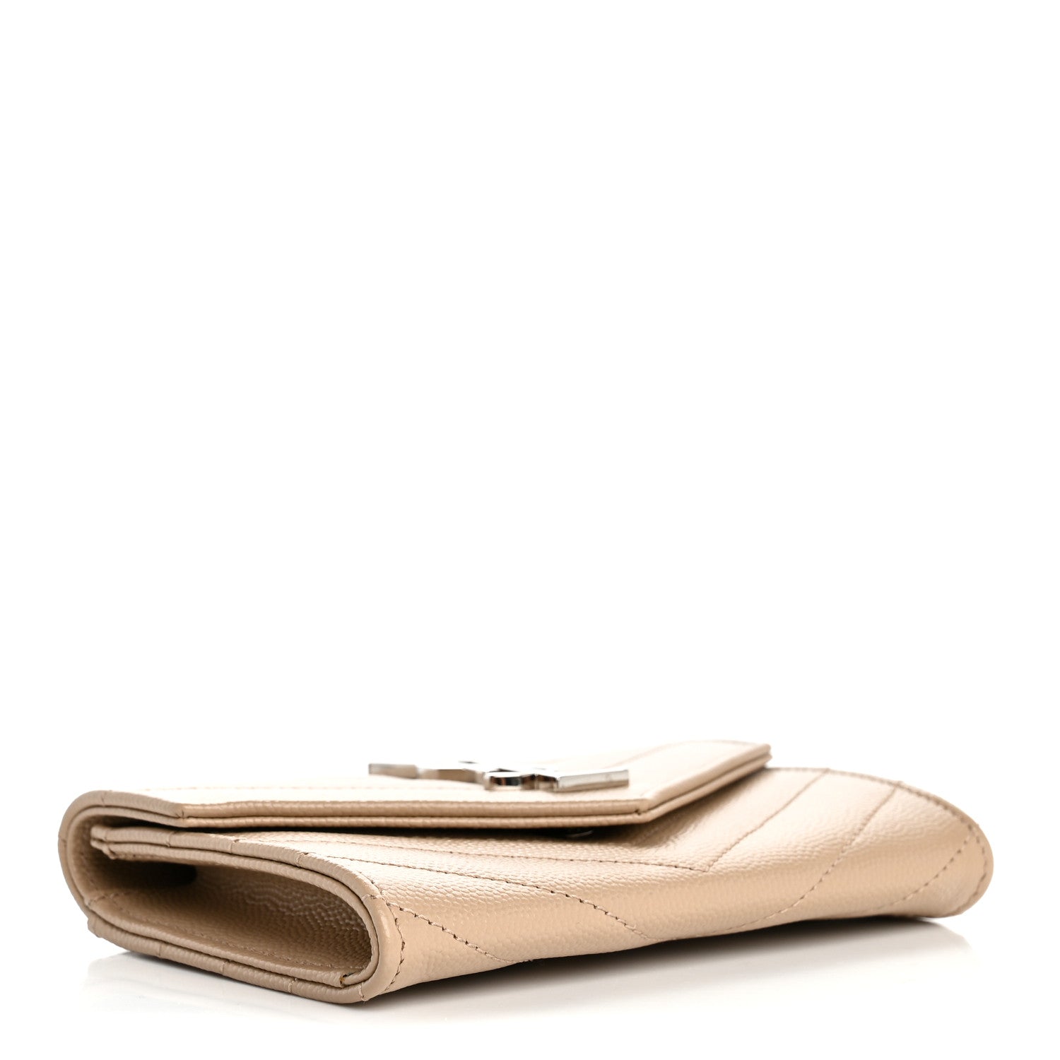 Grain De Poudre Matelasse Chevron Small Monogram Envelope Wallet Dark Beige