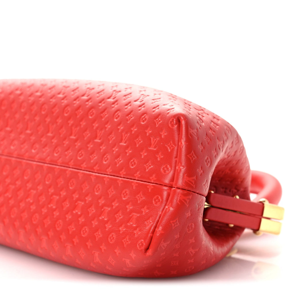Calfskin Nanogram Embossed Clutch Red