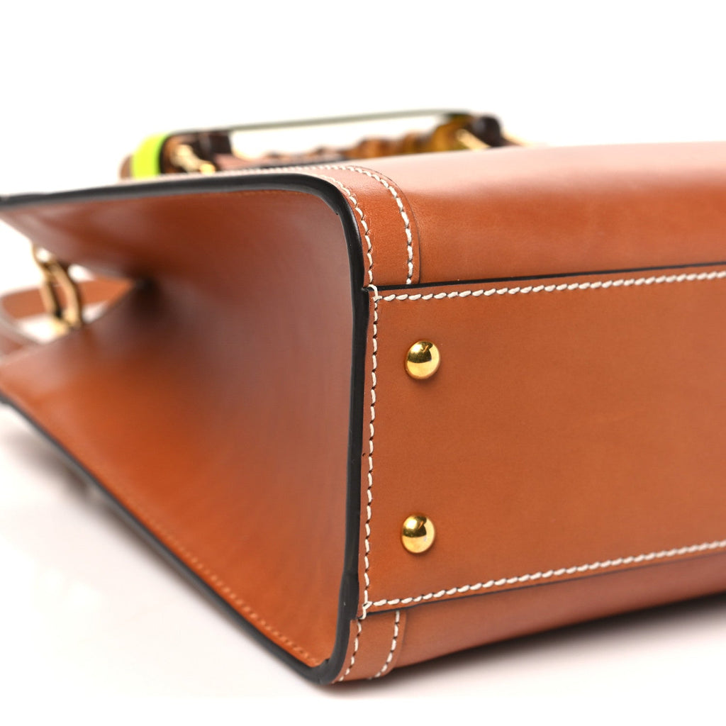 Calfskin Web Small Diana Tote Bag Cuir Yellow Fluo