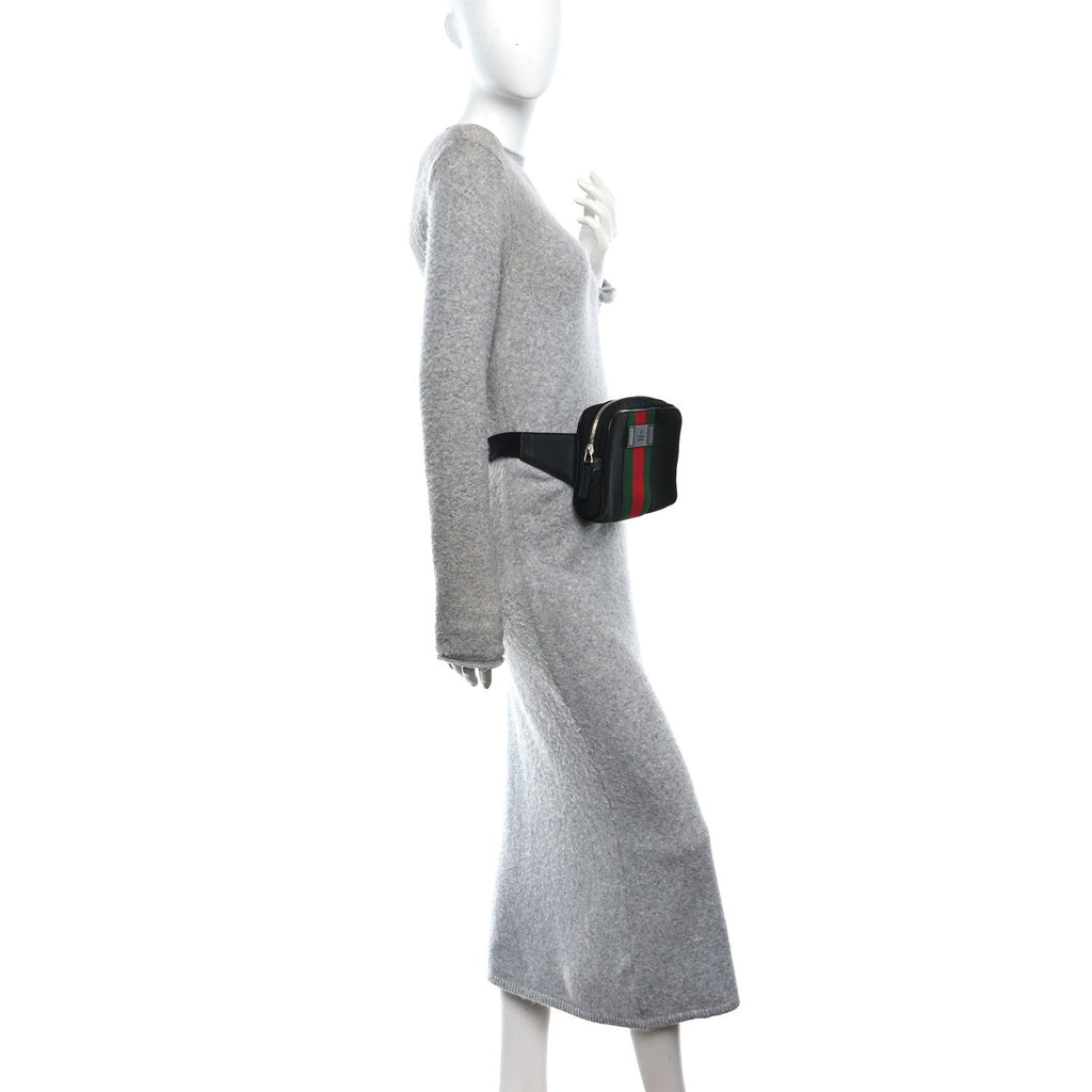 Canvas Web Slim Belt Bag Black