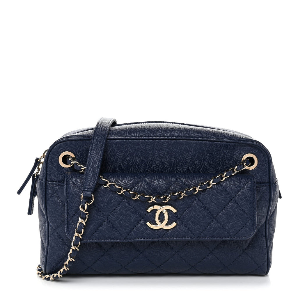 Caviar Quilted Large In & Out Camera Case Navy