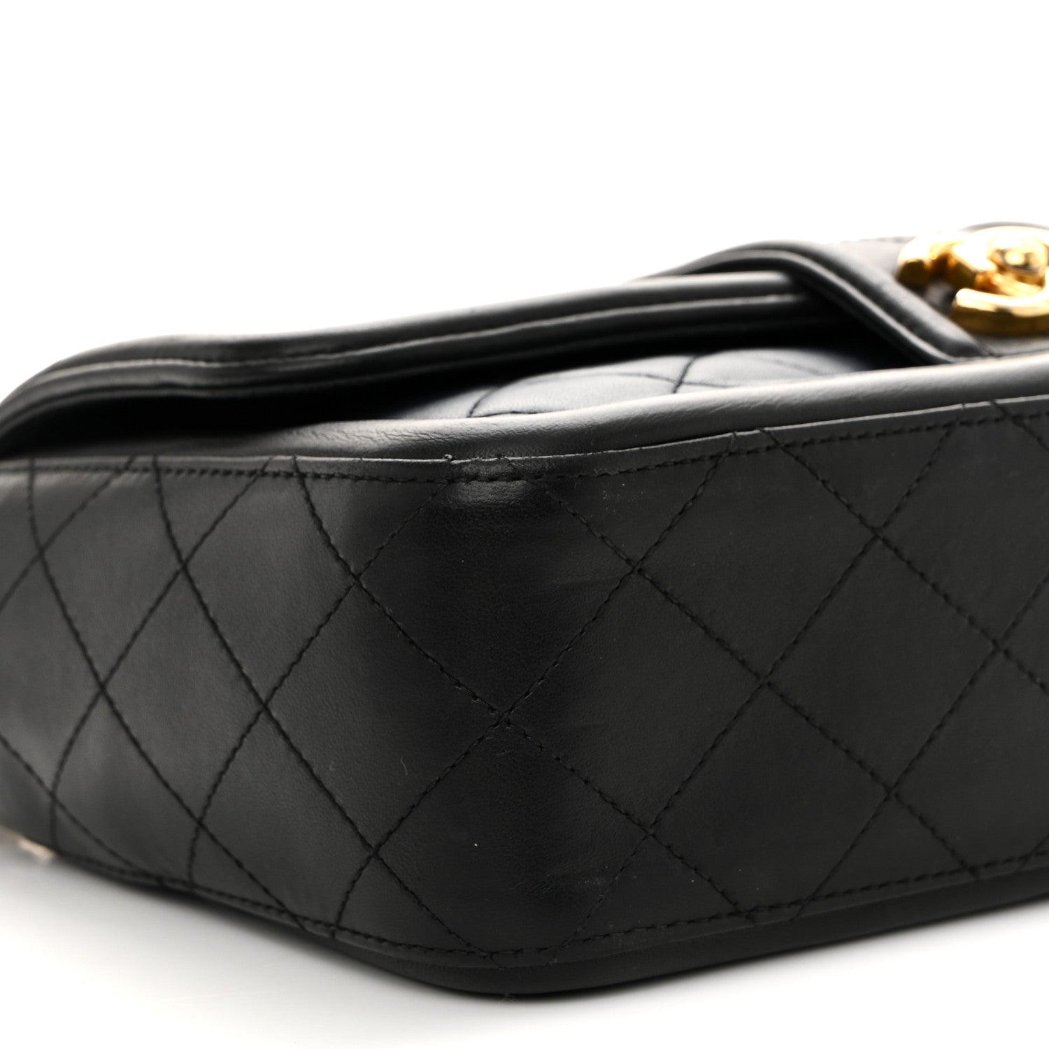 Lambskin Quilted Medium Elegant CC Flap Navy Black