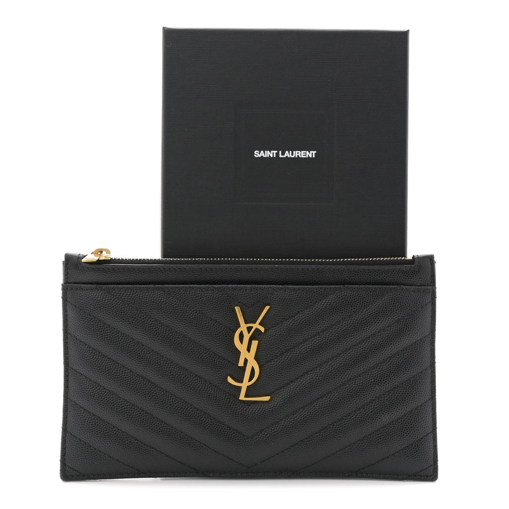 Grain De Poudre Chevron Monogram Bill Pouch Black