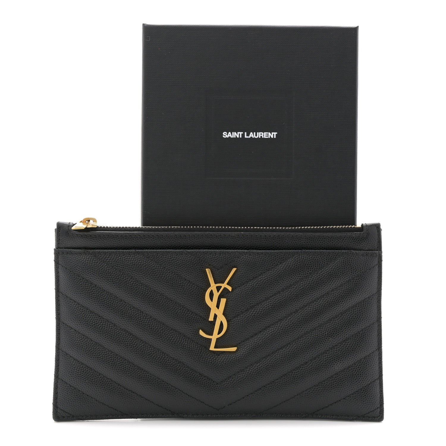 Grain De Poudre Chevron Monogram Bill Pouch Black