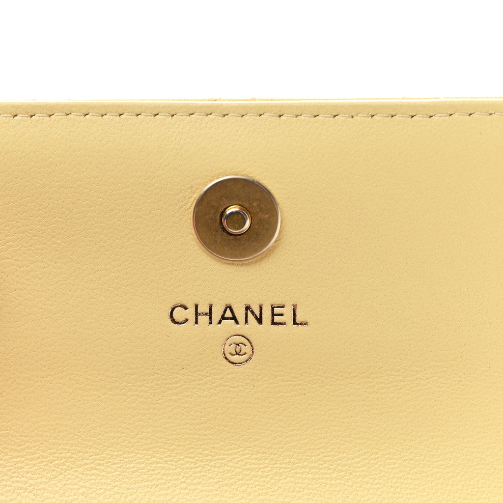 Lambskin Quilted Pearl Crush Clutch With Chain Yellow