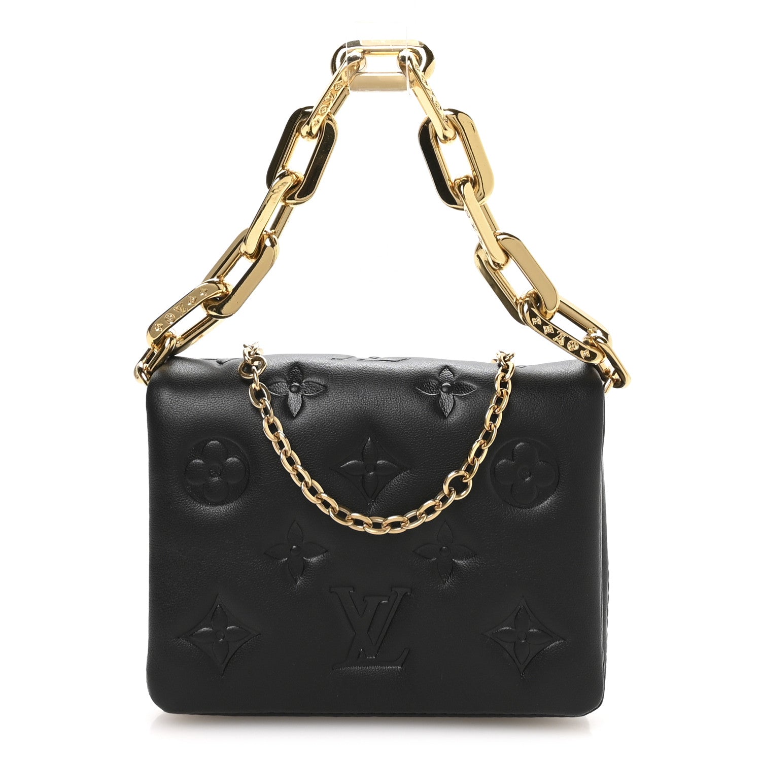 Lambskin Embossed Monogram Coussin Belt Bag Black
