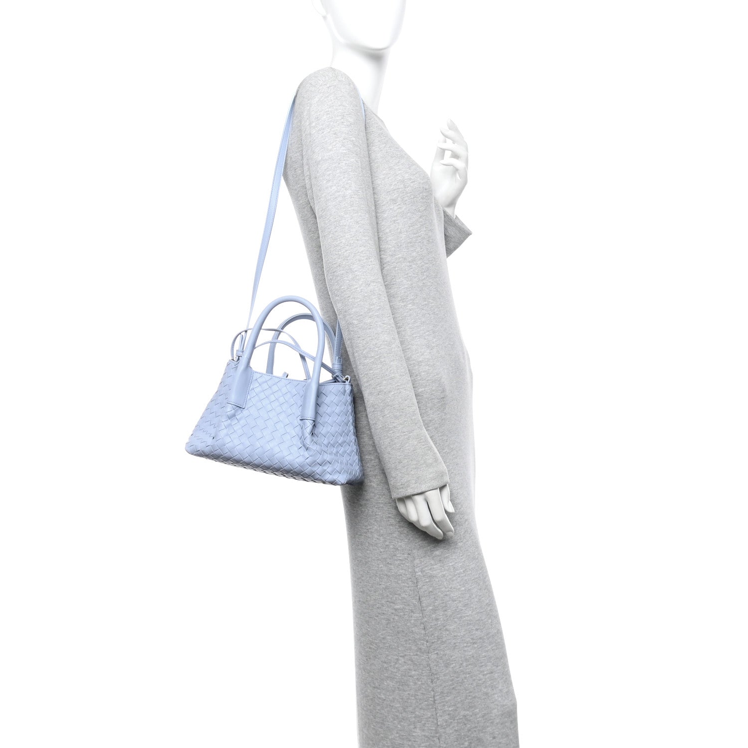 Calfskin Intrecciato Small Pinacoteca Tote Lunar Fondant