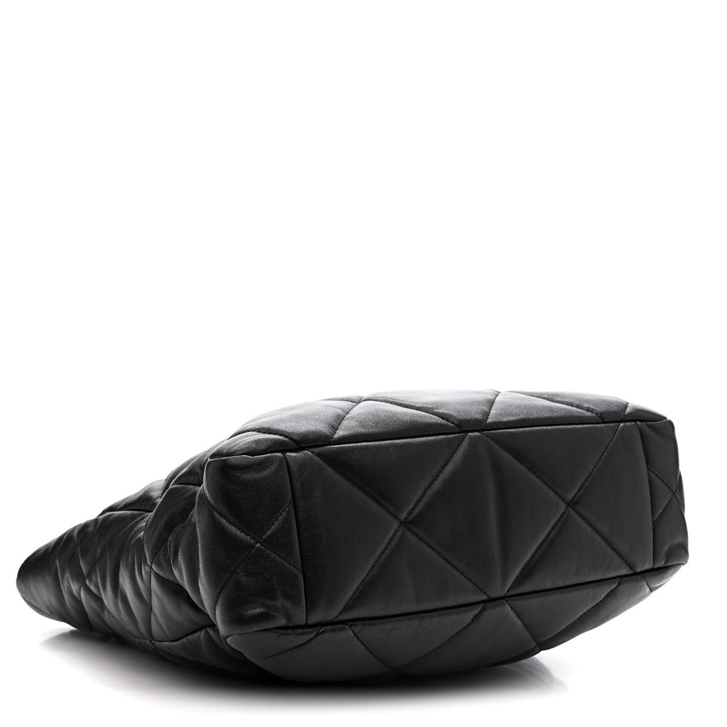 Lambskin Quilted Chanel 19 Shopping Bag Black