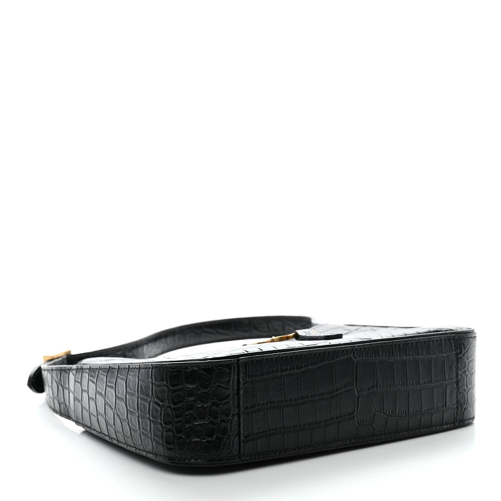 Calfskin Crocodile Embossed LE 5 A 7 Hobo Black