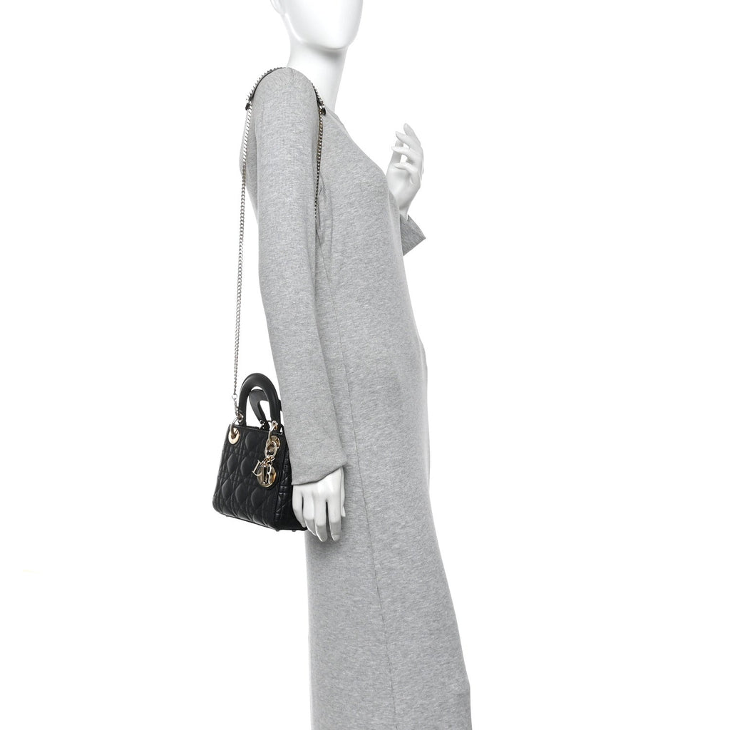 Lambskin Cannage Mini Lady Dior Black