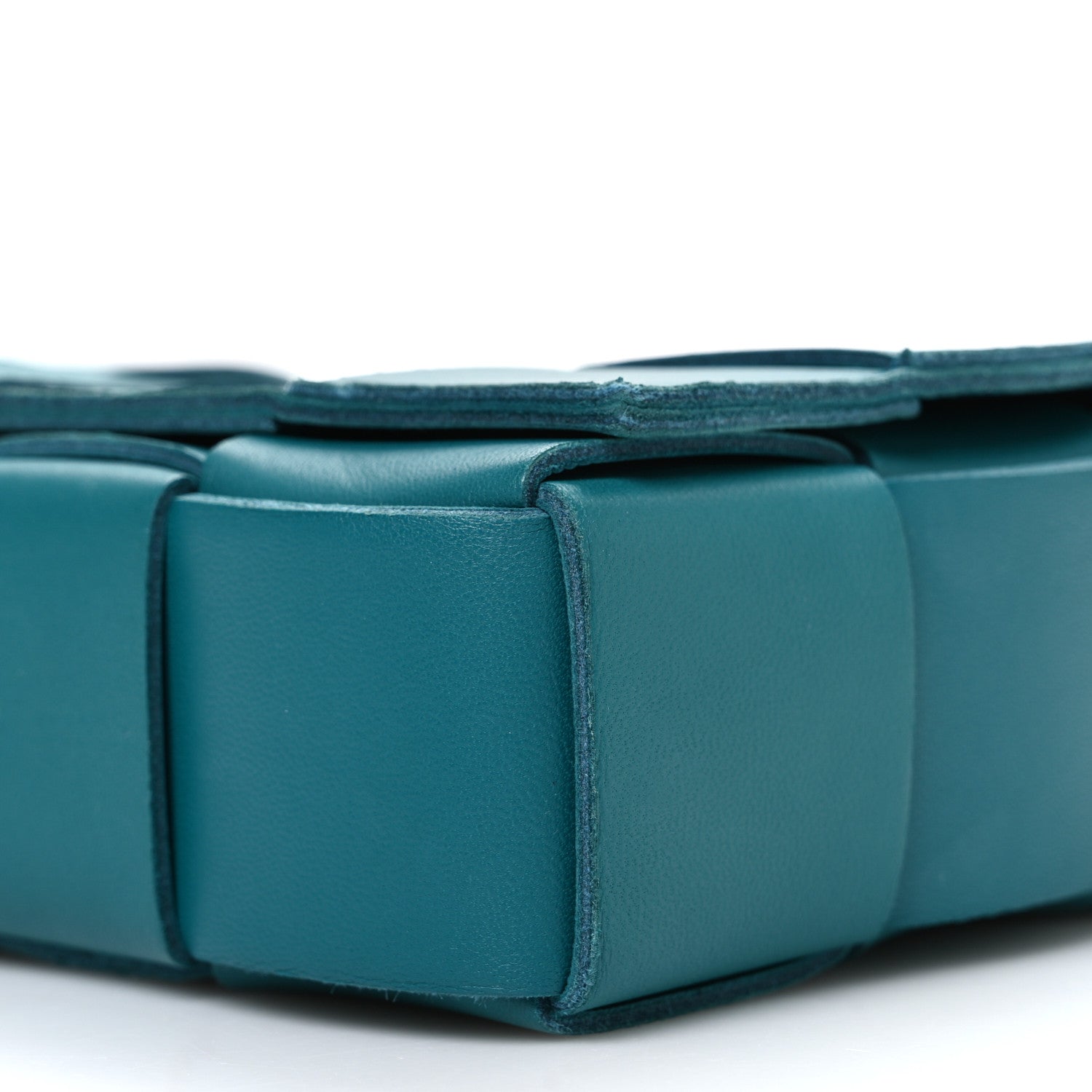Lambskin Maxi Intrecciato Cassette Crossbody Bag Petrol Blue
