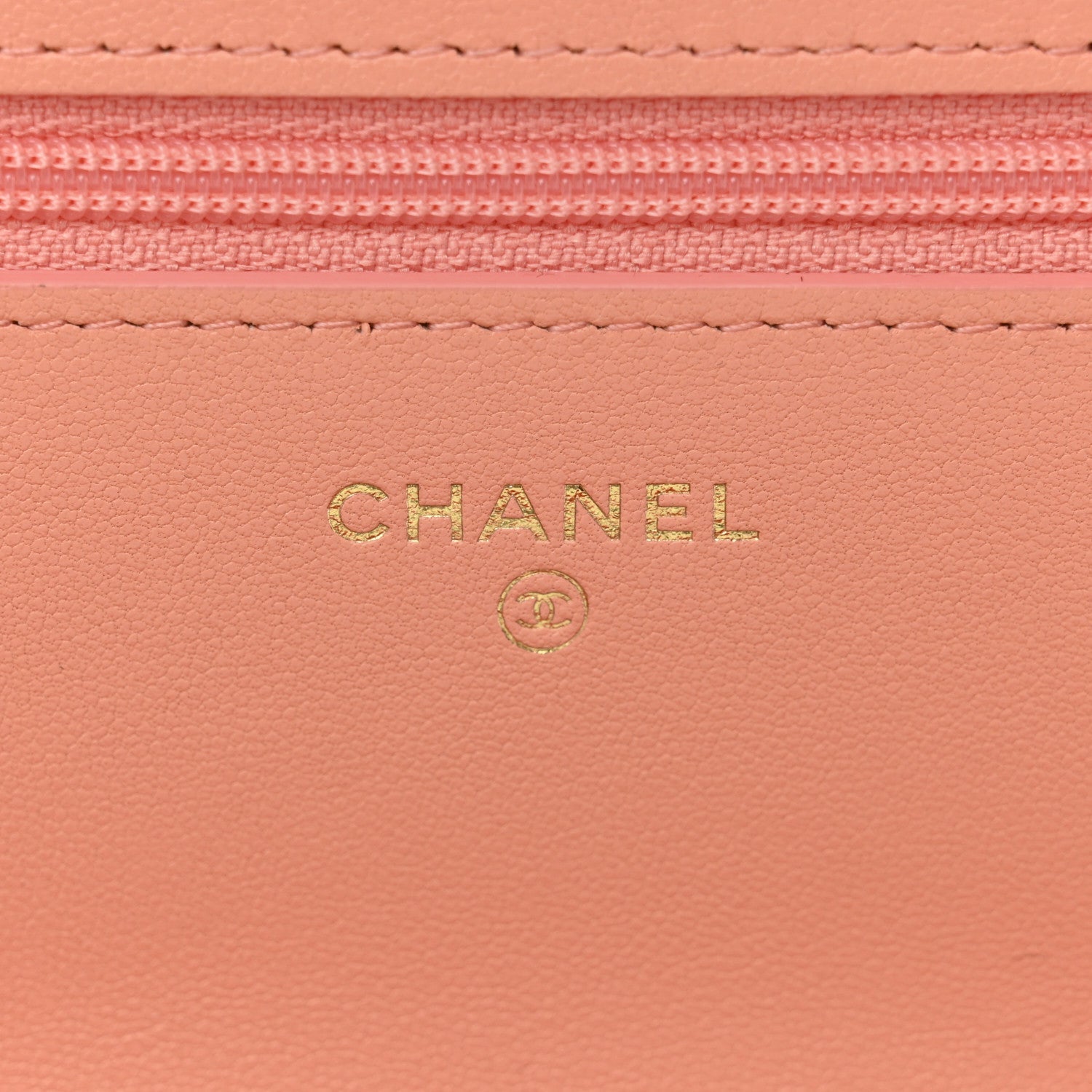 Lambskin Quilted Chanel 19 Wallet On Chain WOC Light Orange