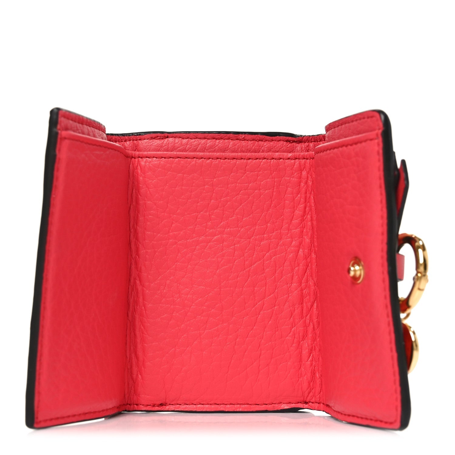 Grained Calfskin Alphabet Mini Trifold Wallet Crimson Pink
