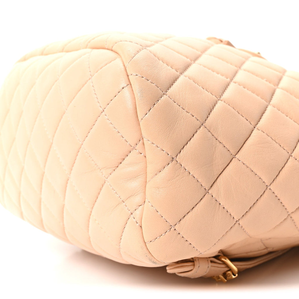 Calfskin Quilted Small Urban Spirit Backpack Beige