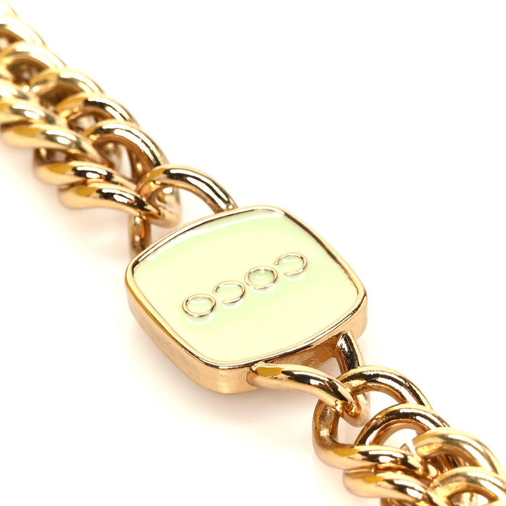 Lambskin Quilted Enamel Logo Flap  Holder On Chain Yellow