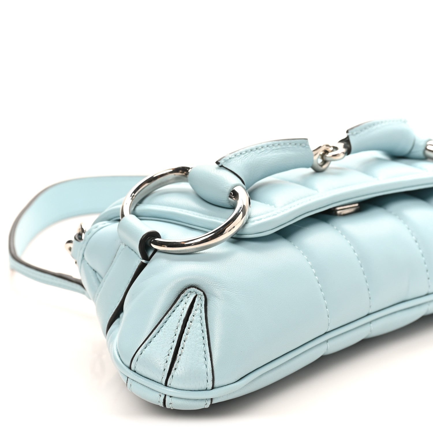 Nappa Vertical Matelasse Medium Maxi Horsebit Chain Shoulder Bag Crystal Snow