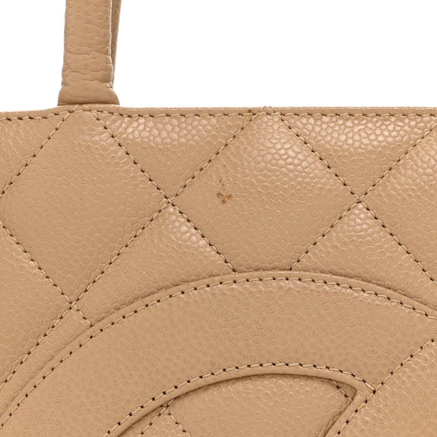 Caviar Quilted Medallion Tote Beige