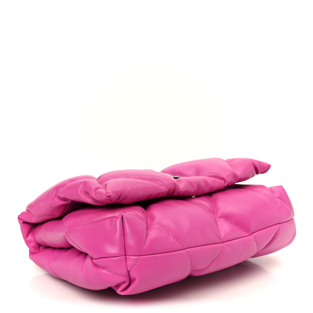 Nappa Calfskin Quilted Touch B Puffy Clutch Fuchsia