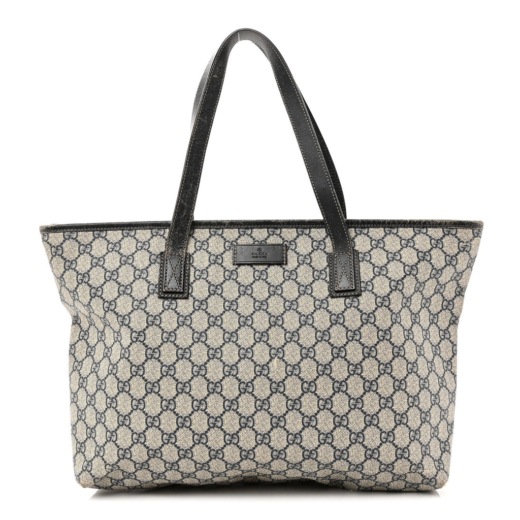 GG Supreme Monogram Medium Zippered Shopping Tote Navy