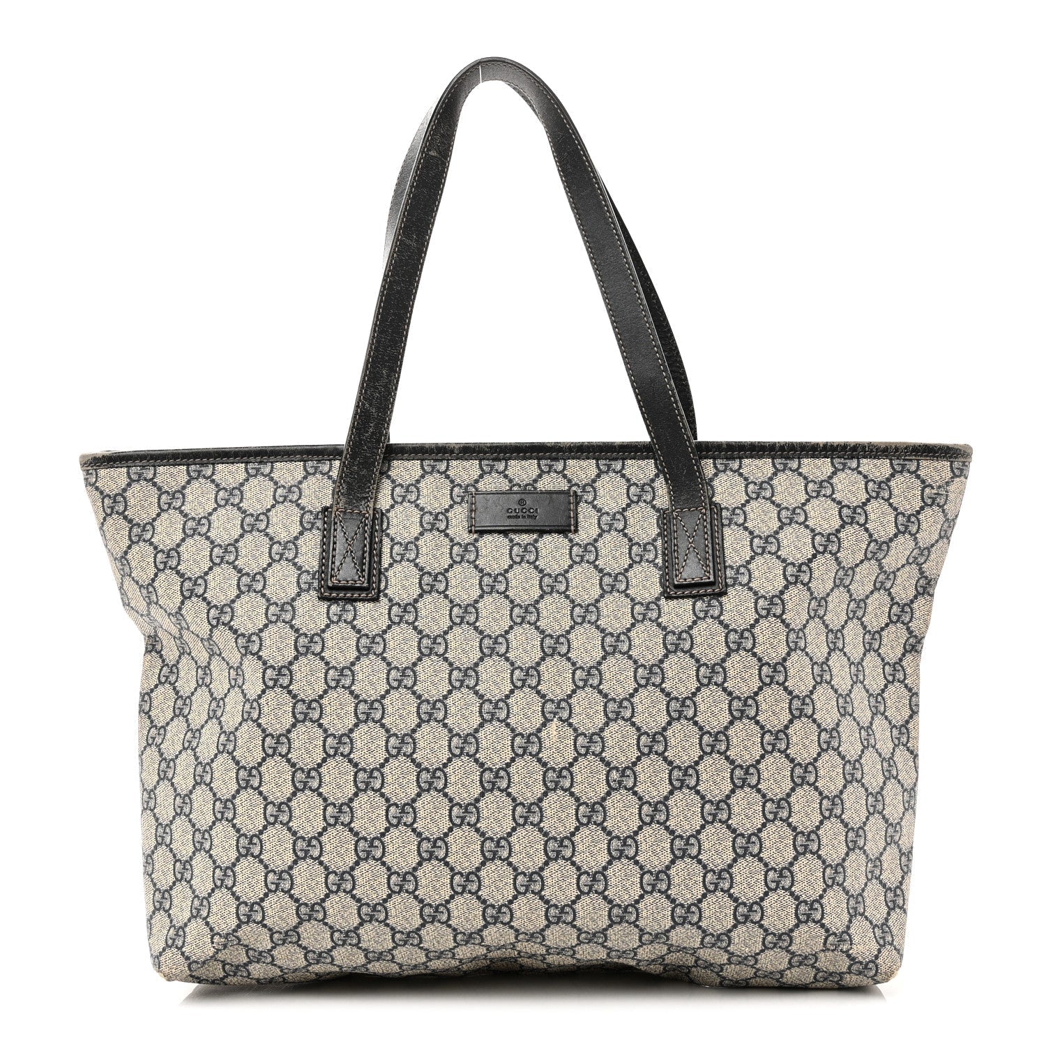 GG Supreme Monogram Medium Zippered Shopping Tote Navy