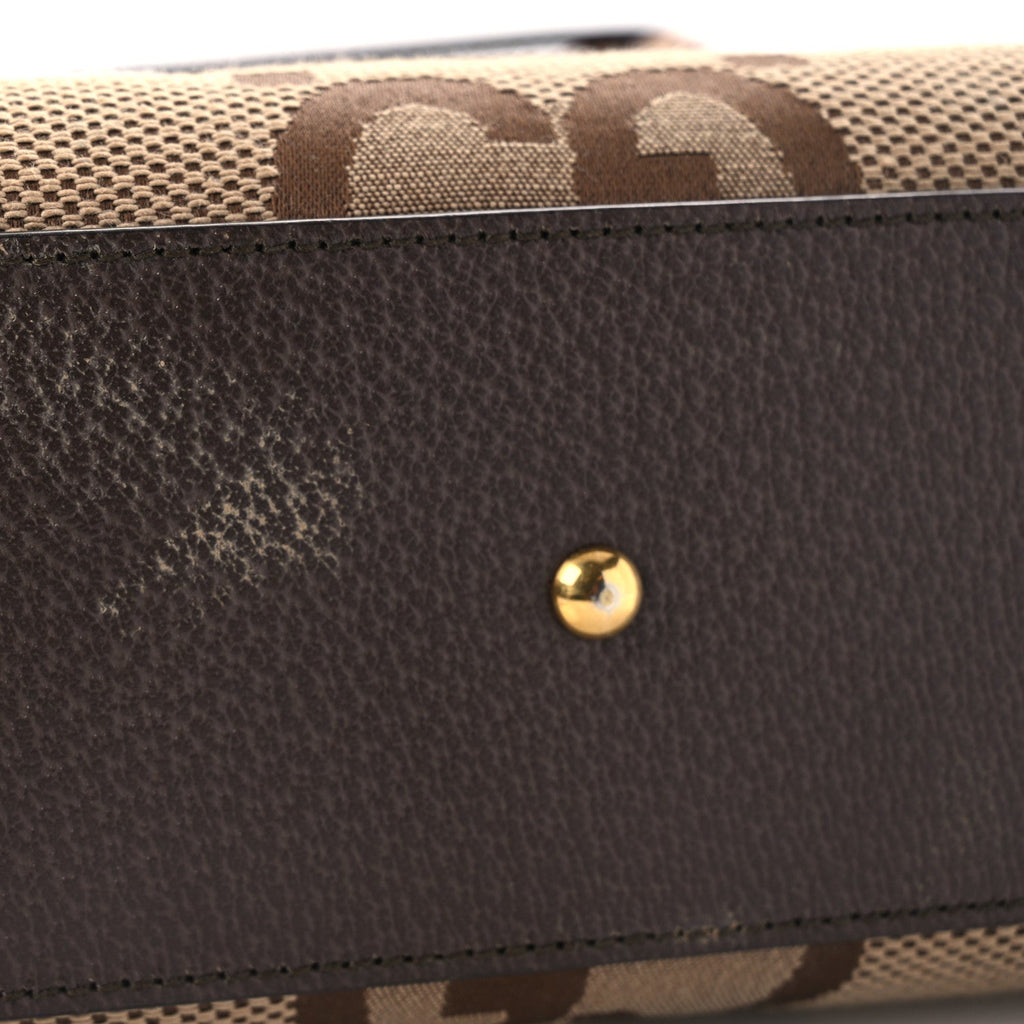 Monogram Jumbo GG Textured Dollar Calfskin Mini Diana Tote Bag Camel Ebony New Acero