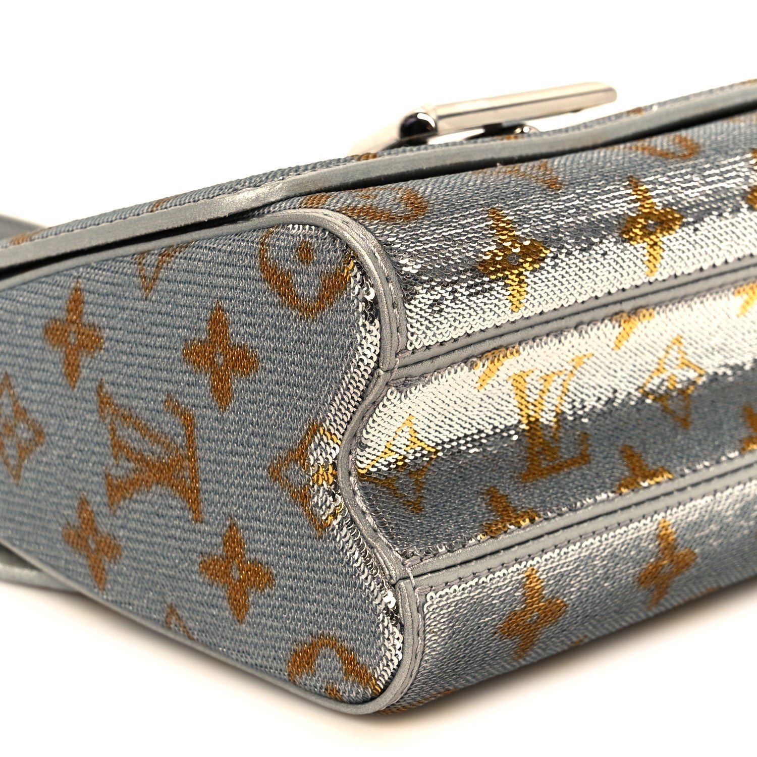 Sequins Monogram Twist Shoulder Bag PM Gold Silver
