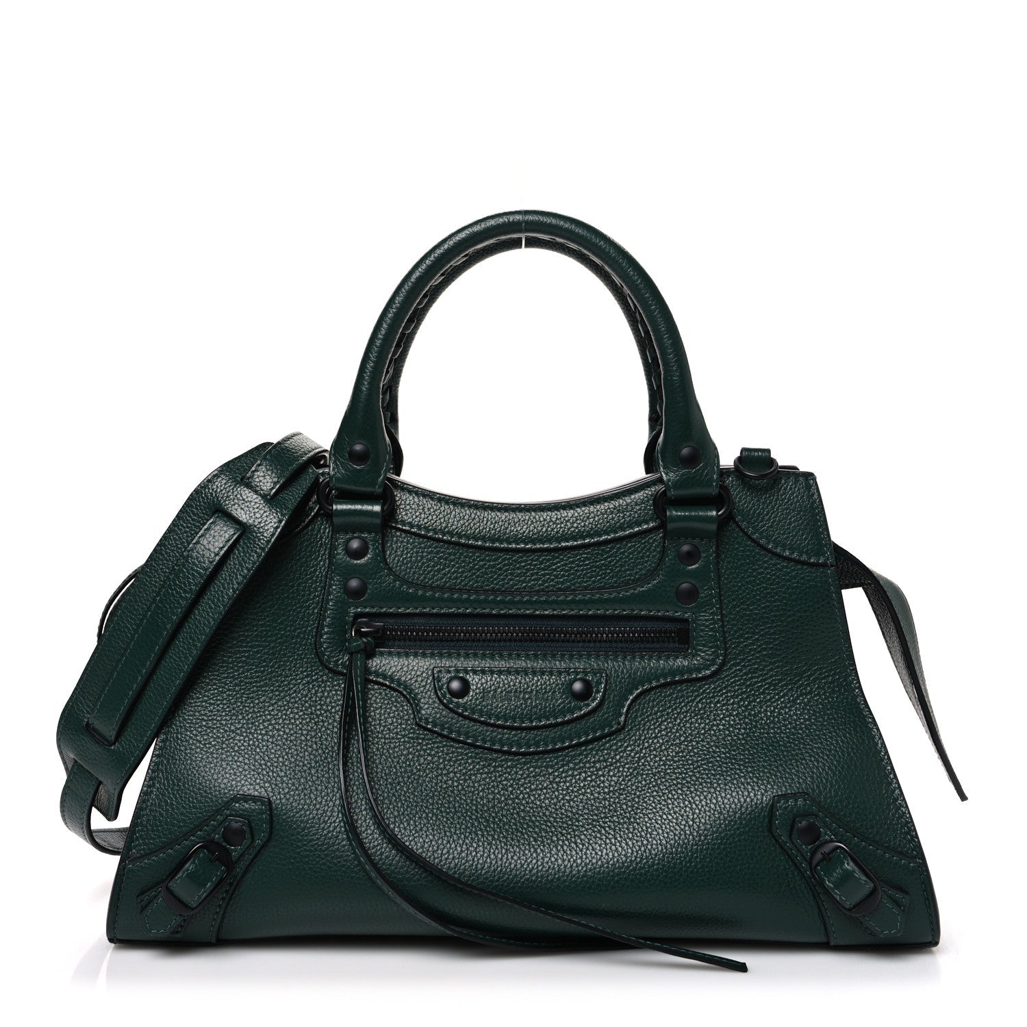 Grained Calfskin Neo Classic Matte Black Hardware S City Forest Green